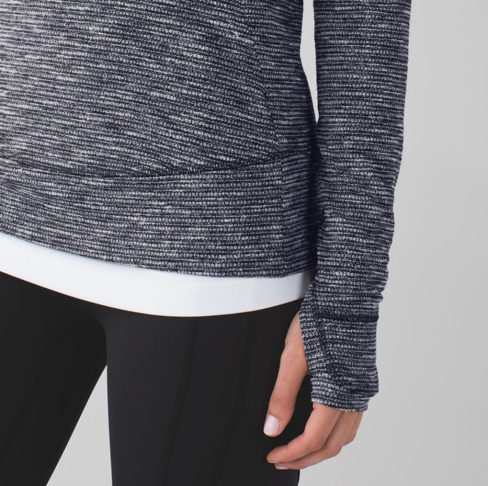 Lululemon Think Fast Women’s Pullover Heathered Black White Coco Pique - Size 10 - Picture 4 of 16